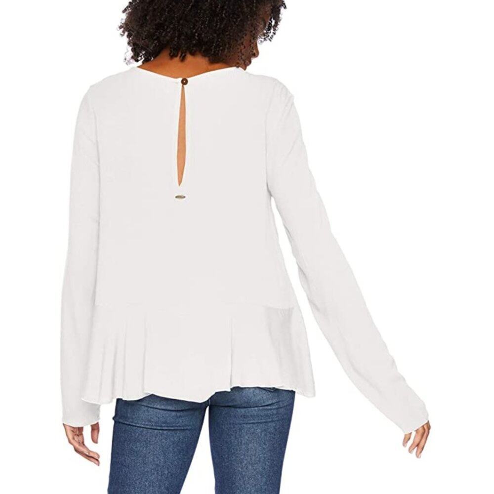 NEW * O'NEILL White Ruffle Hem Flowy Top   S/M - Picture 2 of 8